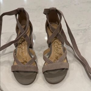 Sam Edelman Women's Taupe Lace-Up Heels